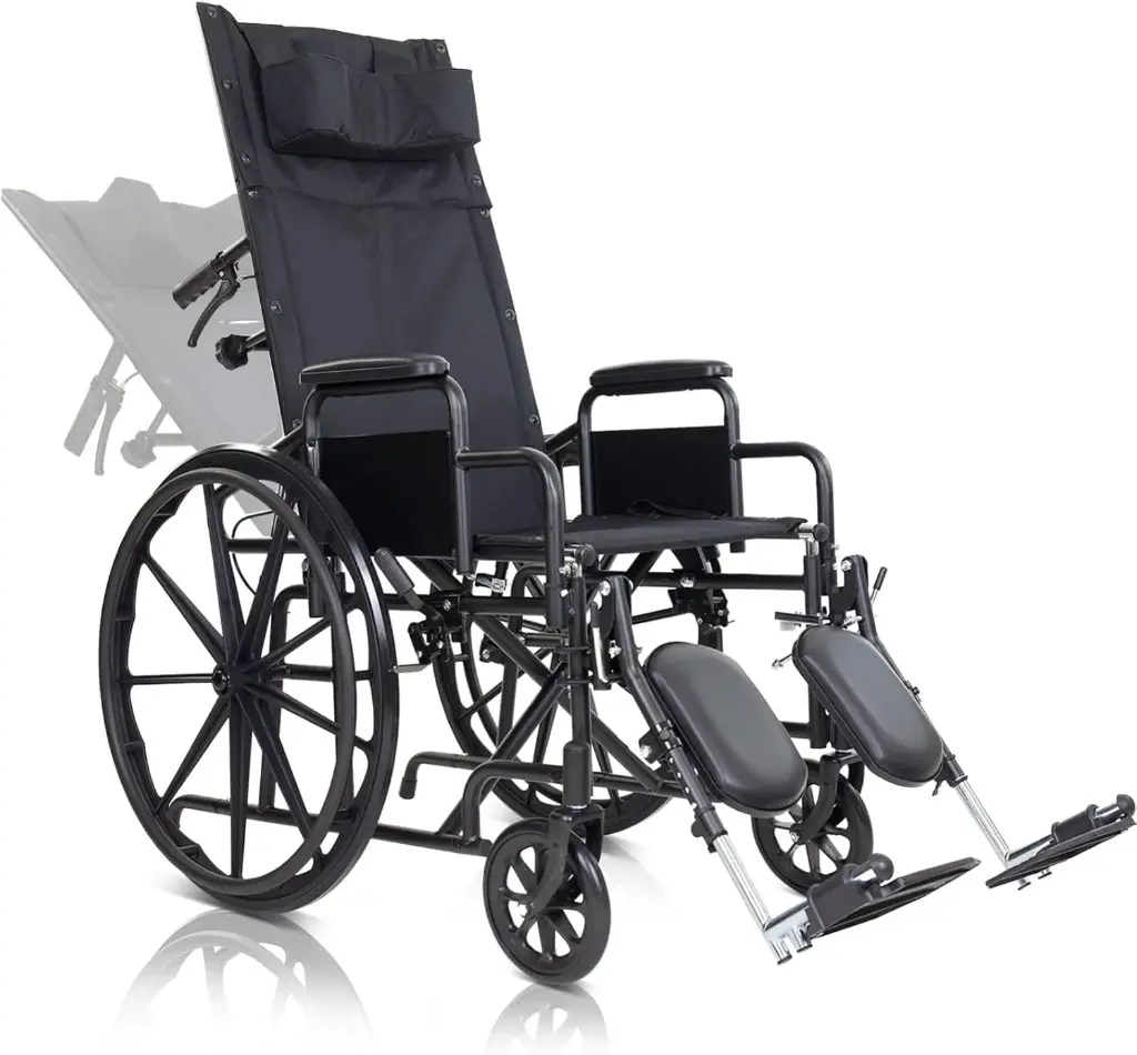 Reclining Wheelchair With Headrest (16"-18"-20", 300 lbs) VIVE MOB1103