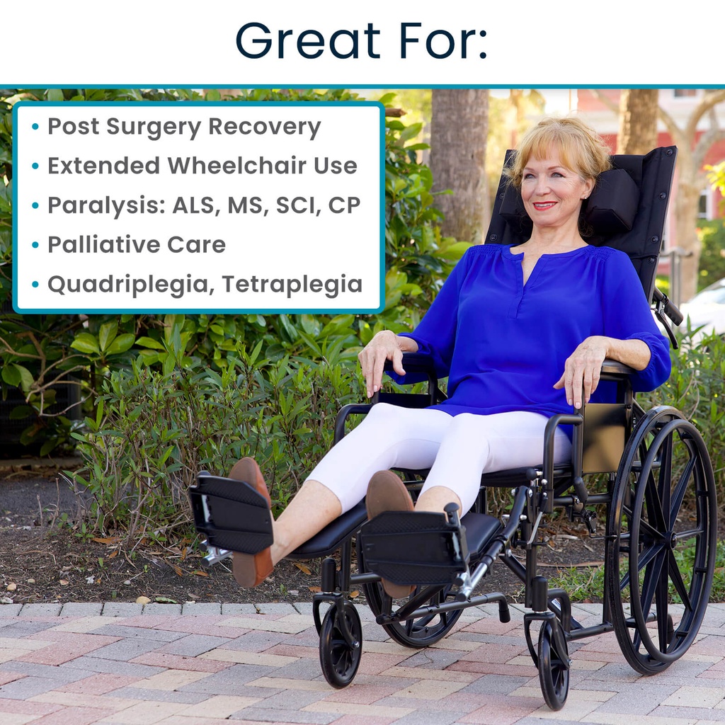 Reclining Wheelchair With Headrest (16"-18"-20", 300 lbs) VIVE MOB1103 - Image 2